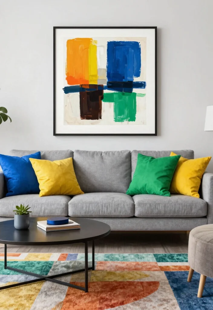 30 Men Apartment Living Room Decor Ideas for Masculine Style - 29. Colorful Accent Pieces 1