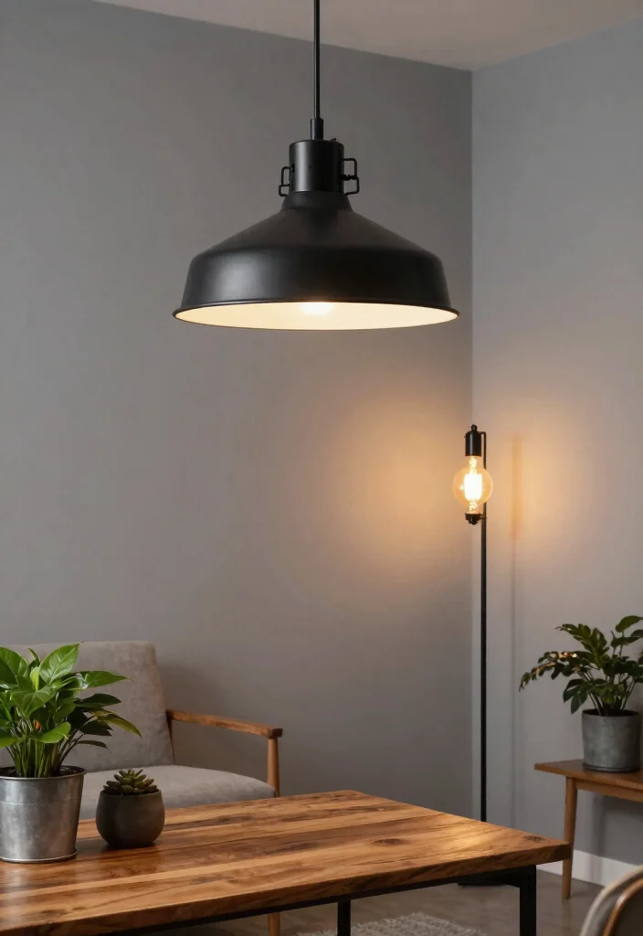 30 Men Apartment Living Room Decor Ideas for Masculine Style - 3. Industrial Light Fixtures 1