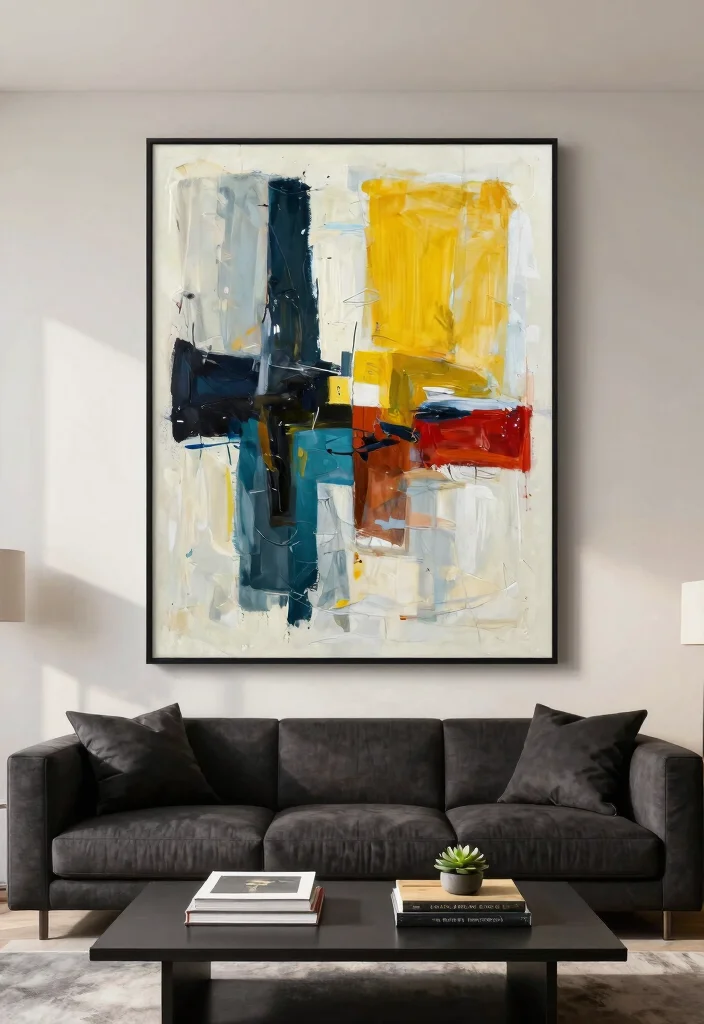 30 Men Apartment Living Room Decor Ideas for Masculine Style - 5. Statement Art Pieces 1