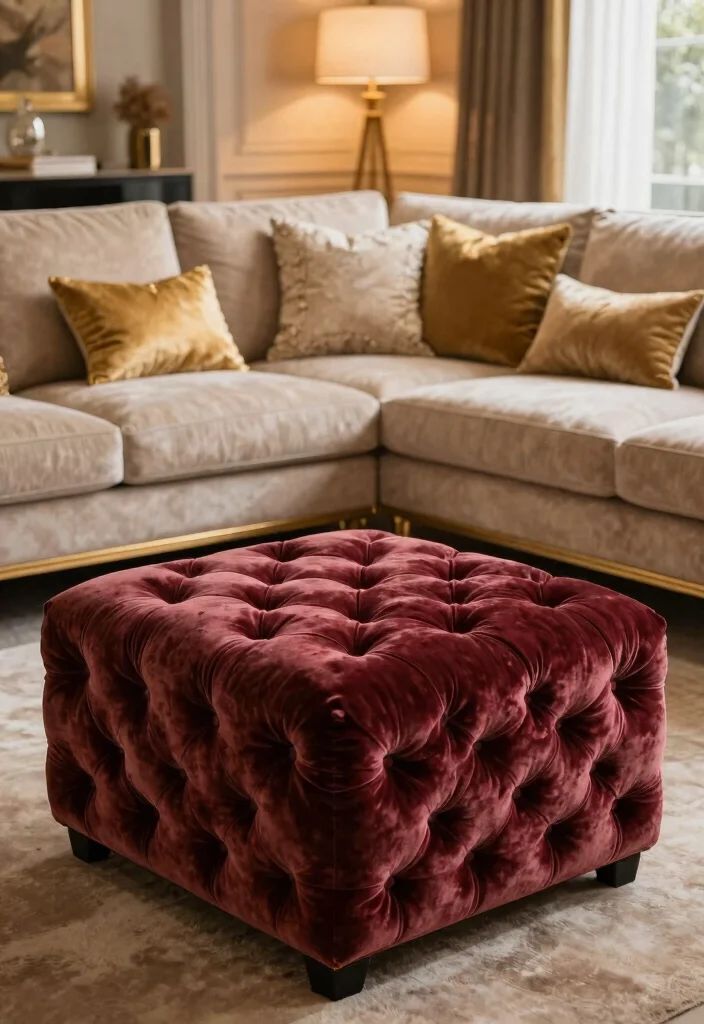 30 Ottoman Decor Living Room Ideas for a Cozy Styled Space - 11. Elegant Tufted Ottomans 1