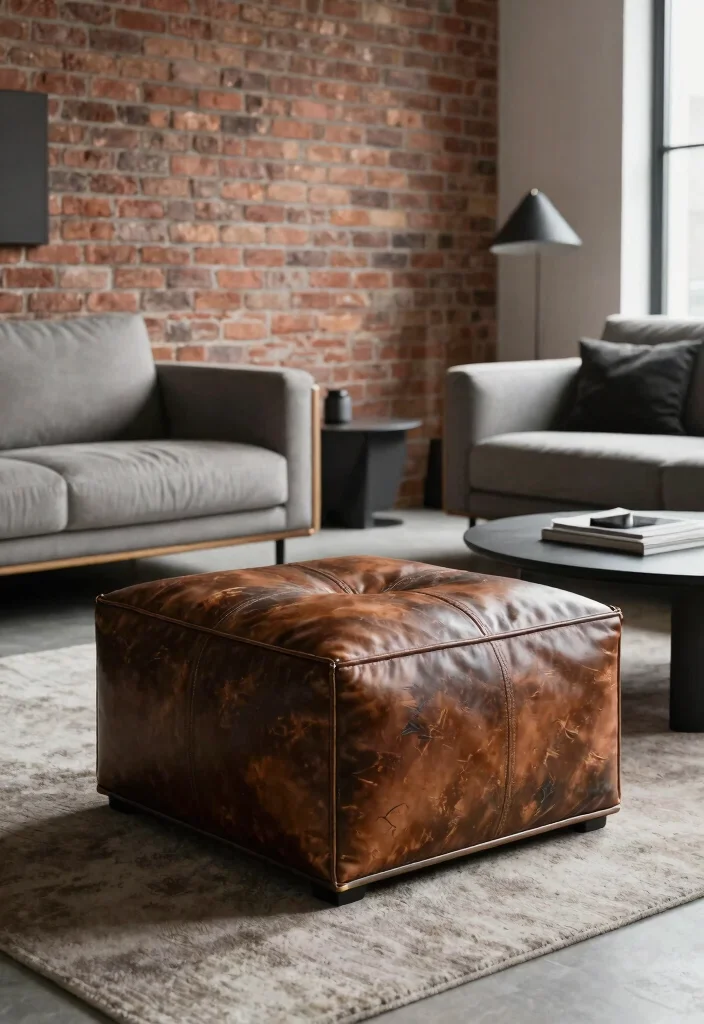 30 Ottoman Decor Living Room Ideas for a Cozy Styled Space - 17. Industrial Style Ottomans 1