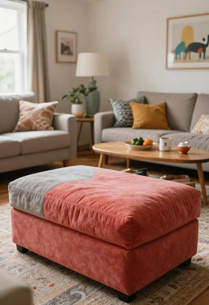 30 Ottoman Decor Living Room Ideas for a Cozy Styled Space - 25. Family-Friendly Ottomans 1