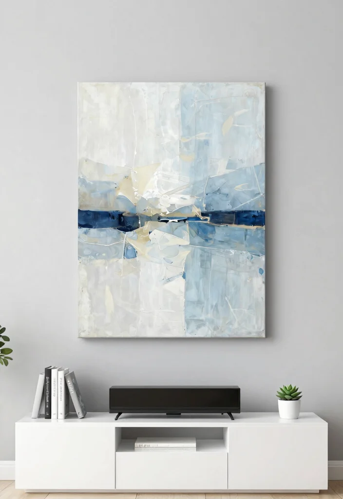 30 Over TV Wall Decor Living Space Ideas for Balanced Design - 1. Minimalistic Art Pieces 1