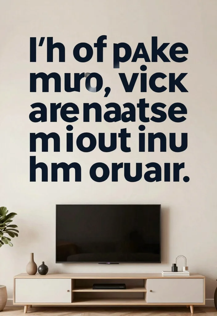 30 Over TV Wall Decor Living Space Ideas for Balanced Design - 19. Large Scale Typography 1