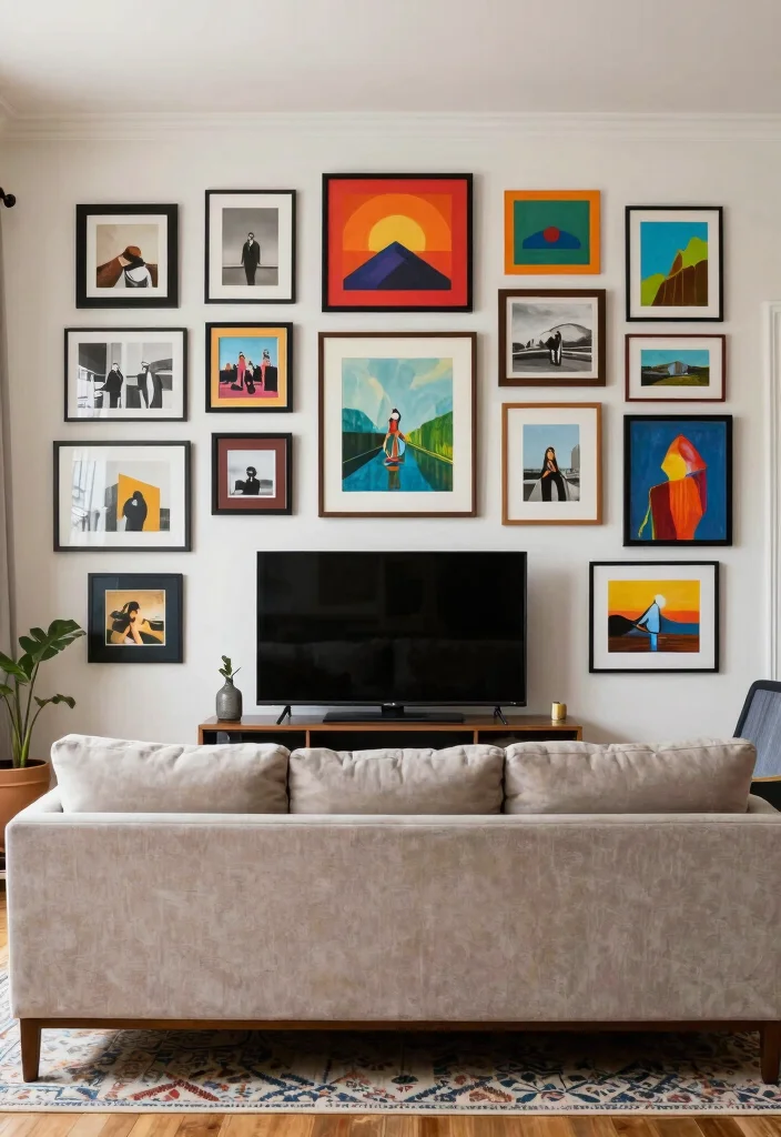 30 Over TV Wall Decor Living Space Ideas for Balanced Design - 3. Gallery Wall Arrangements 1