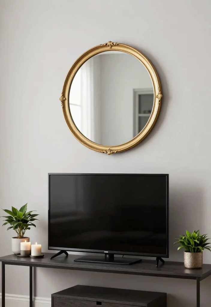 30 Over TV Wall Decor Living Space Ideas for Balanced Design - 4. Statement Mirrors 1