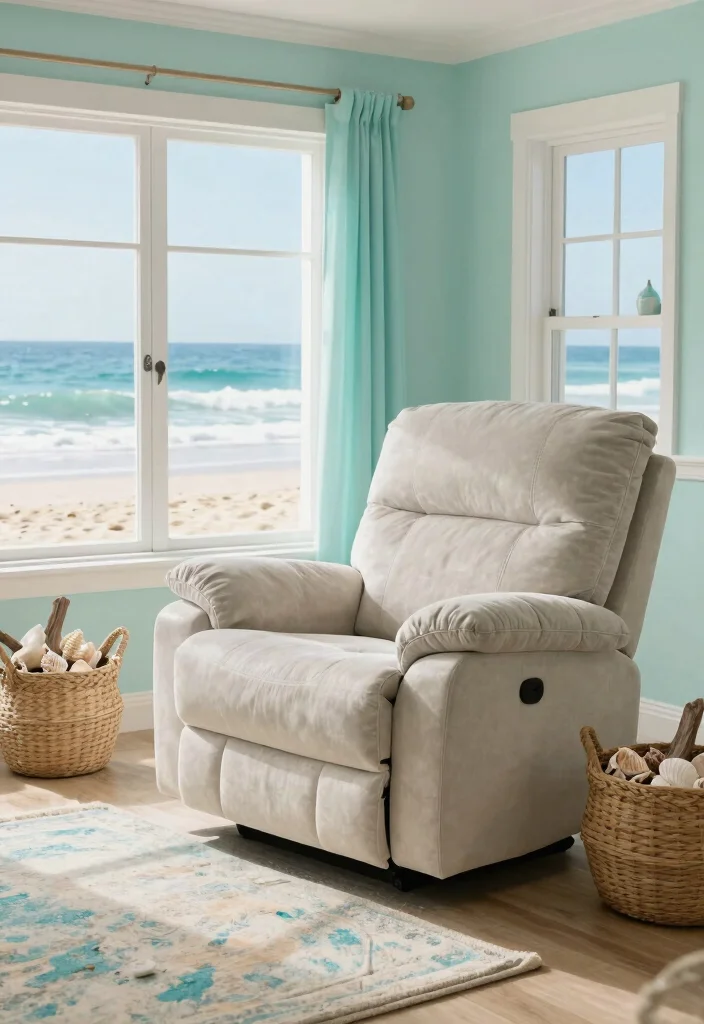 30 Recliner Sofa Living Room Decor Ideas for Comfort and Style - 12. Coastal Vibes 1