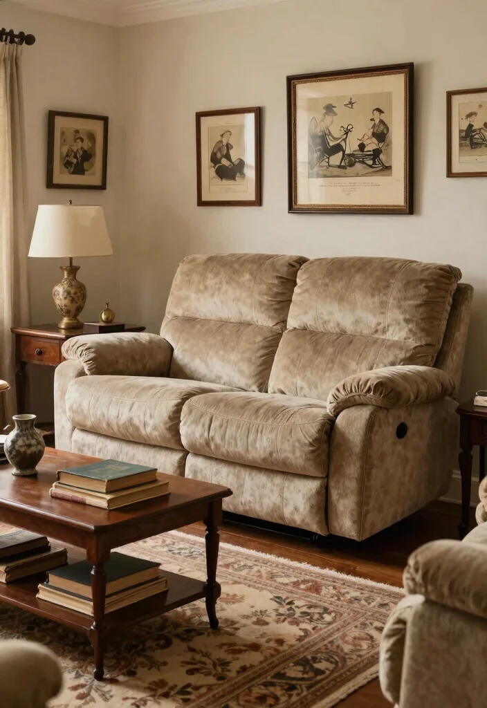 30 Recliner Sofa Living Room Decor Ideas for Comfort and Style - 13. Vintage Finds 1