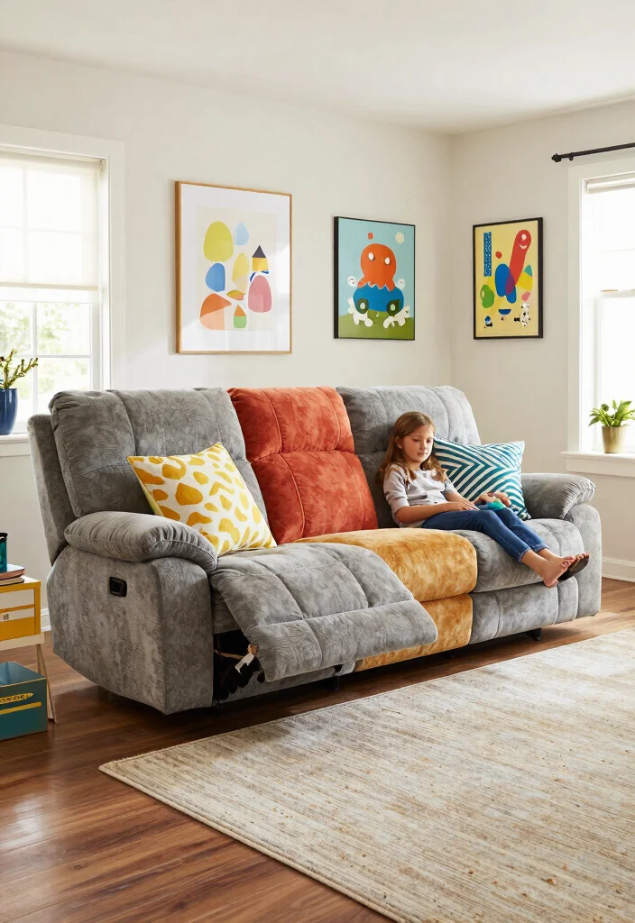 30 Recliner Sofa Living Room Decor Ideas for Comfort and Style - 15. Family-Friendly Fun 1