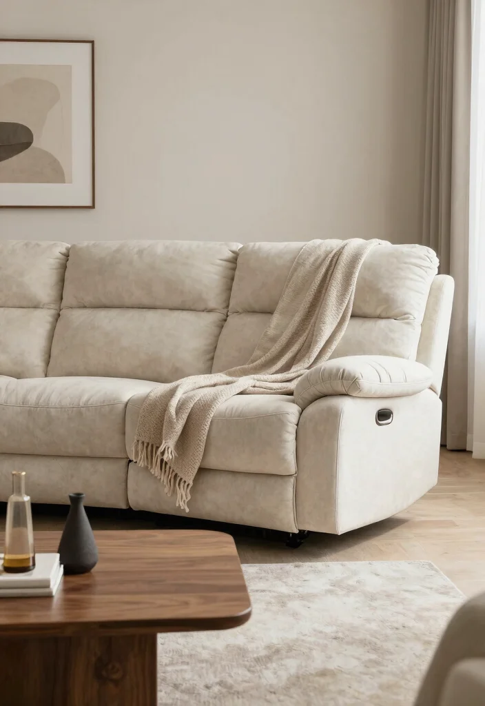 30 Recliner Sofa Living Room Decor Ideas for Comfort and Style - 16. Sophisticated Neutrals 1