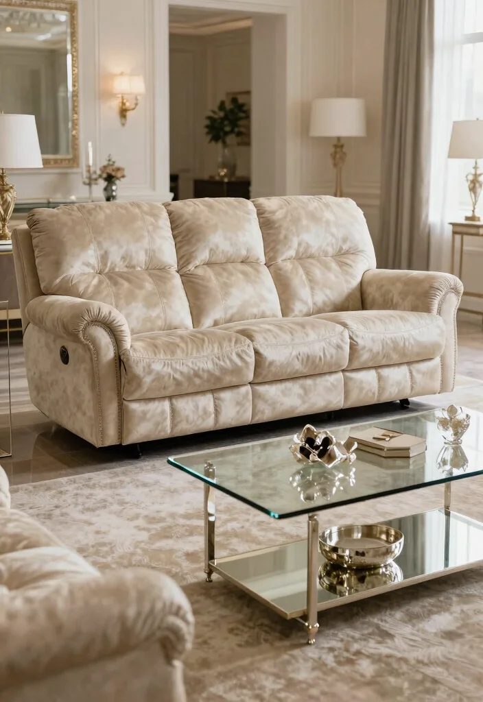 30 Recliner Sofa Living Room Decor Ideas for Comfort and Style - 22. Vintage Glam 1