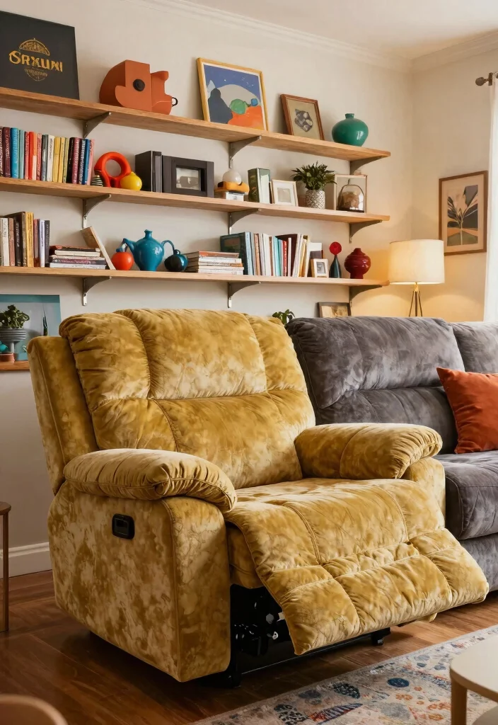 30 Recliner Sofa Living Room Decor Ideas for Comfort and Style - 24. Colorful Collections 1