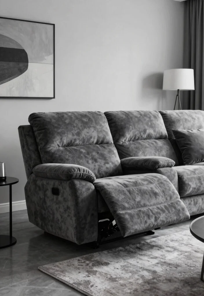 30 Recliner Sofa Living Room Decor Ideas for Comfort and Style - 26. Sophisticated Monochrome 1