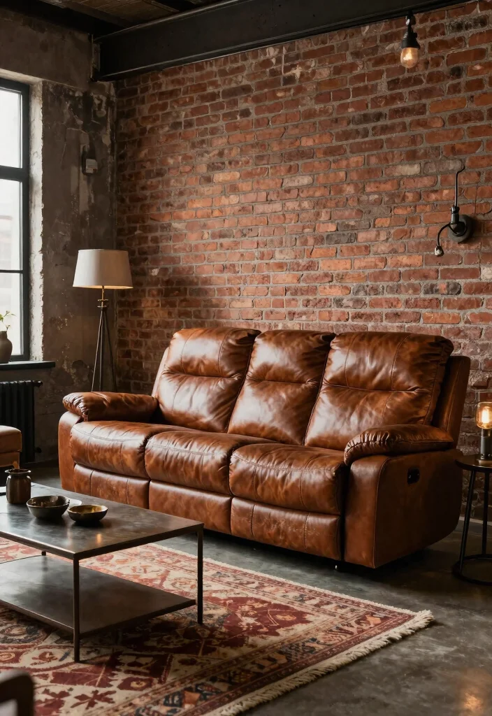 30 Recliner Sofa Living Room Decor Ideas for Comfort and Style - 27. Industrial Chic 1