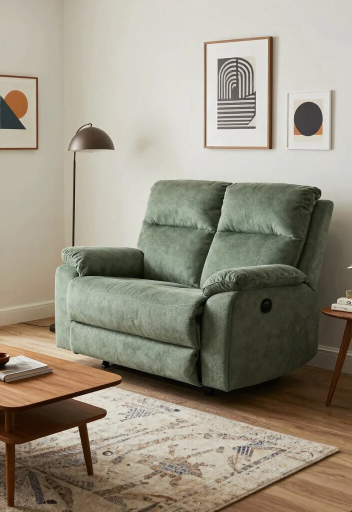 30 Recliner Sofa Living Room Decor Ideas for Comfort and Style - 4. Mid-Century Modern Charm 1