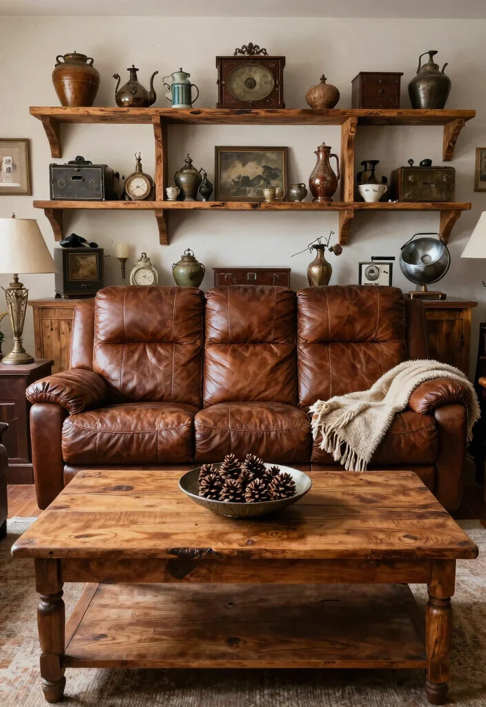 30 Recliner Sofa Living Room Decor Ideas for Comfort and Style - 7. Rustic Charm 1