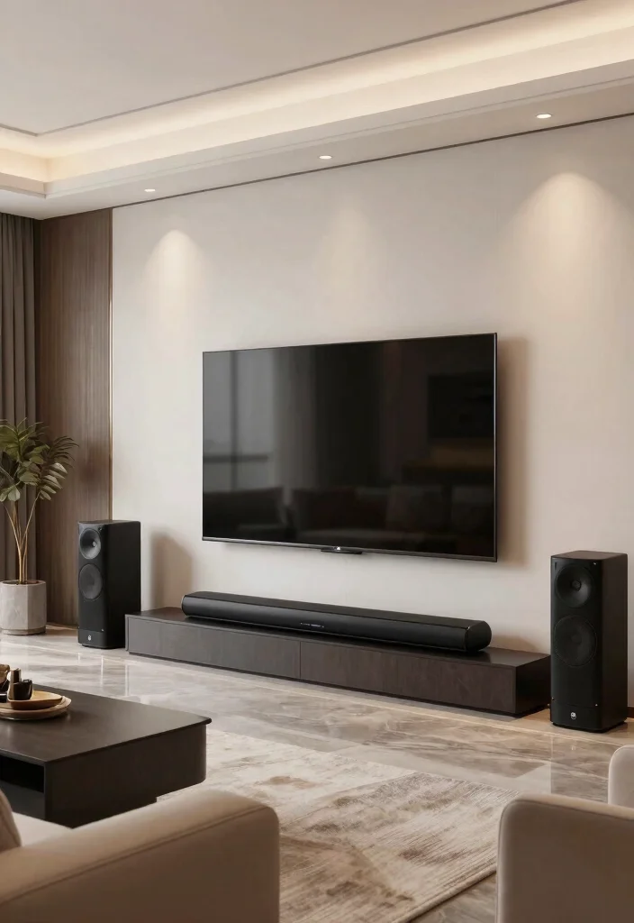 30 TV Wall Decor Living Room Modern Luxury Ideas for Elegant Interiors - 13. Integrated Sound Systems 1