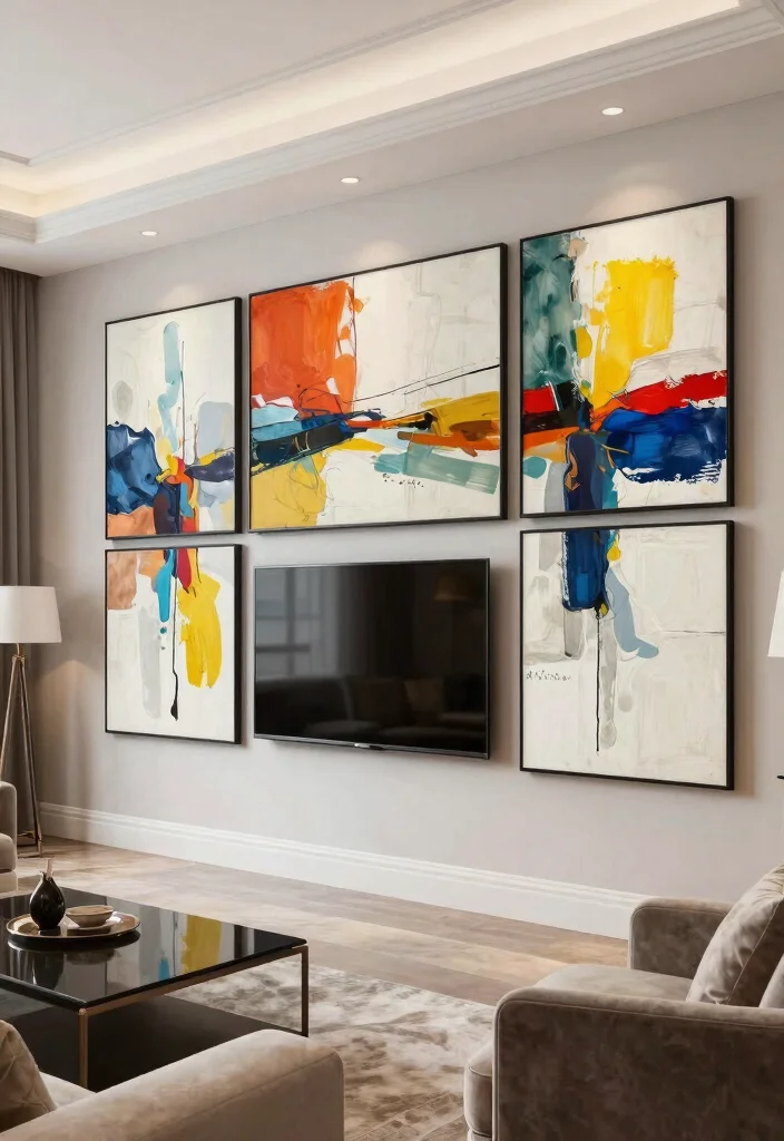 30 TV Wall Decor Living Room Modern Luxury Ideas for Elegant Interiors - 16. Large Canvas Prints 1