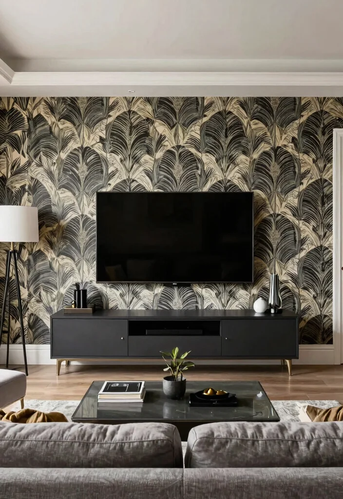30 TV Wall Decor Living Room Modern Luxury Ideas for Elegant Interiors - 17. Chic Accent Walls 1