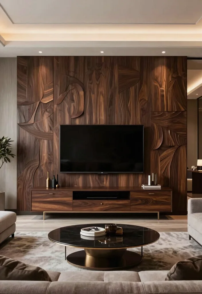 30 TV Wall Decor Living Room Modern Luxury Ideas for Elegant Interiors - 6. Textured Wall Panels 1