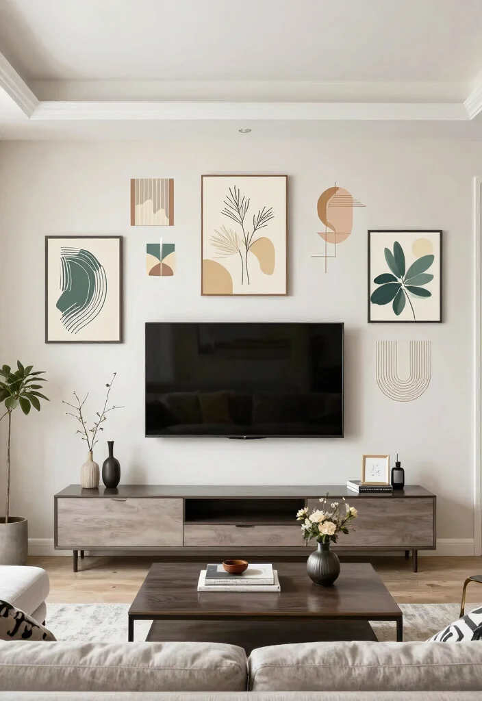 30 TV Wall Decor Living Room Modern Luxury Ideas for Elegant Interiors - 9. Artistic Wall Decals 1