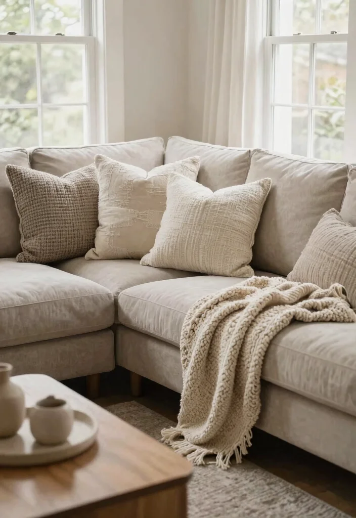 30 Tall Ceiling Living Room Decor Ideas for a Stunning Open Space - 22. Throw Pillows and Blankets 1