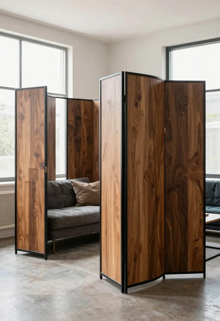 30 Tall Ceiling Living Room Decor Ideas for a Stunning Open Space - 24. Artistic Room Dividers 1