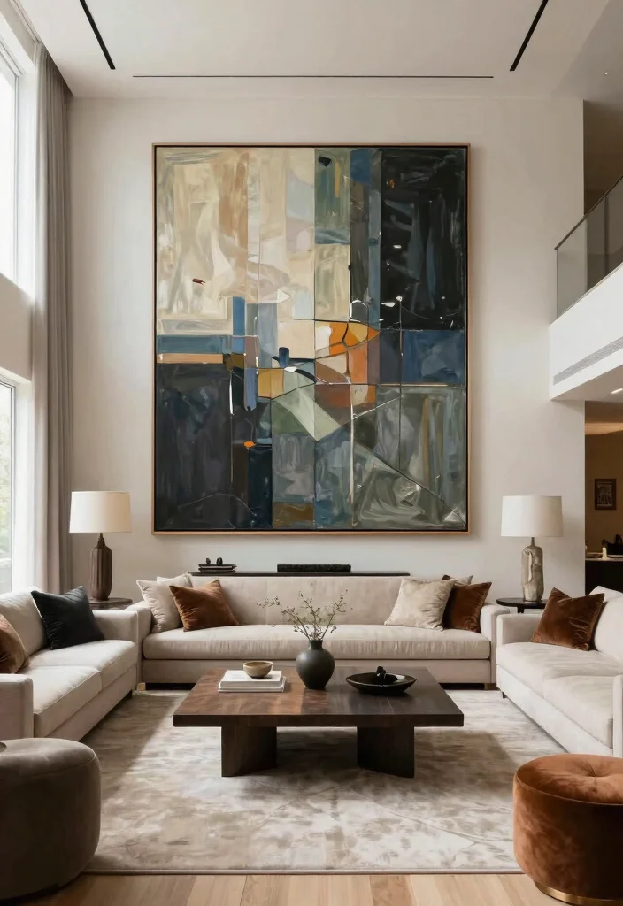 30 Tall Ceiling Living Room Decor Ideas for a Stunning Open Space - 29. Play with Scale 1