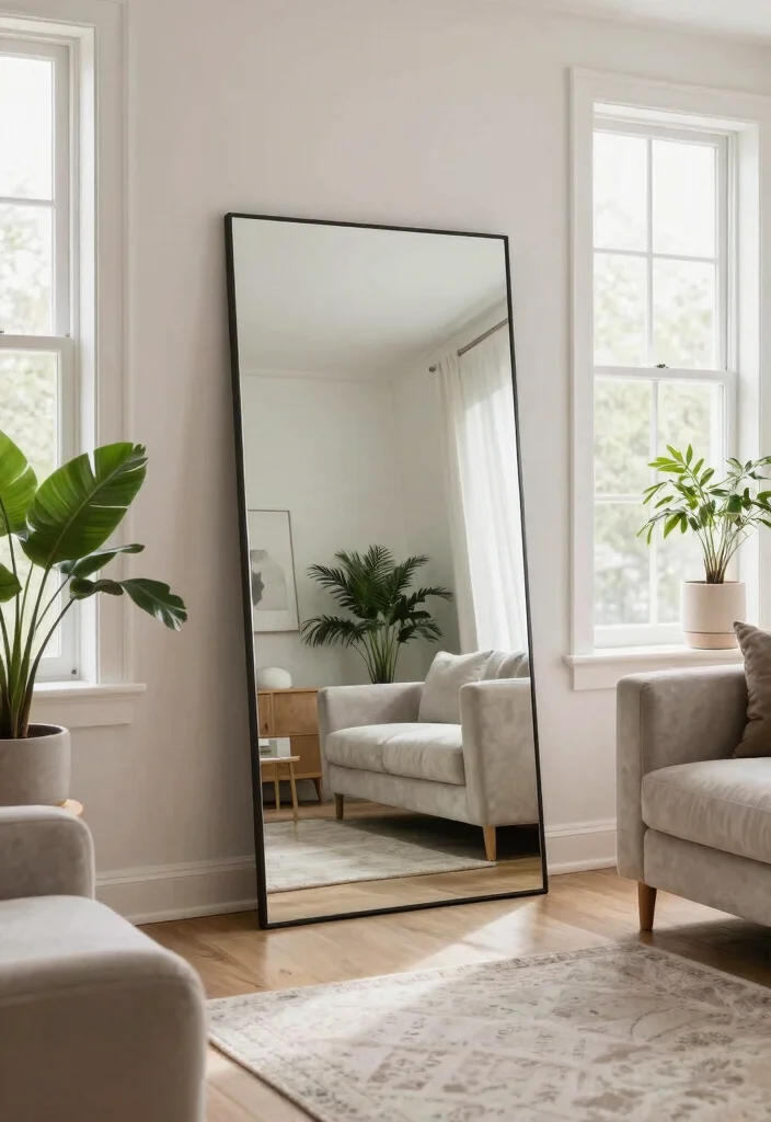 30 Tall Ceiling Living Room Decor Ideas for a Stunning Open Space - 9. Use of Mirrors 1