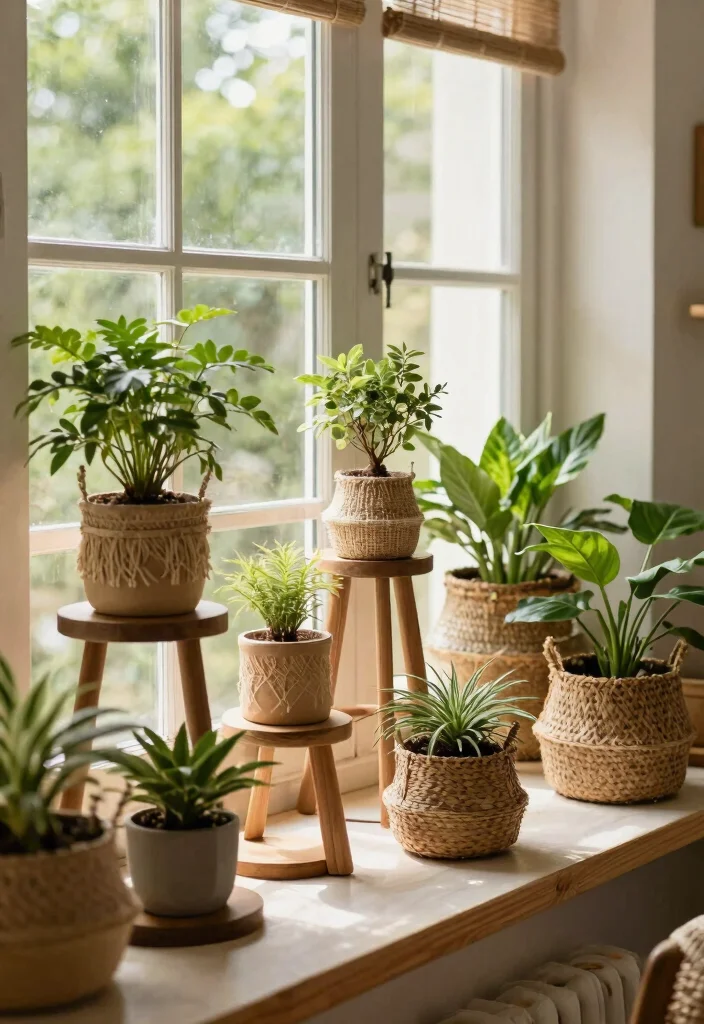 30 Windowsill Decor Living Room Ideas for a Bright Pretty Space - 16. Incorporate Natural Textures 1