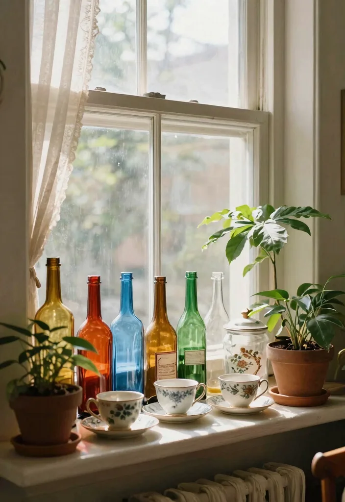 30 Windowsill Decor Living Room Ideas for a Bright Pretty Space - 4. Utilize Vintage Finds 1