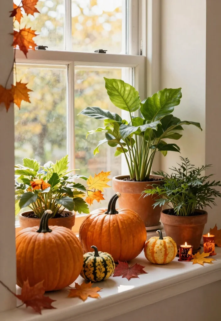 30 Windowsill Decor Living Room Ideas for a Bright Pretty Space - 8. Seasonal Decor Swap 1