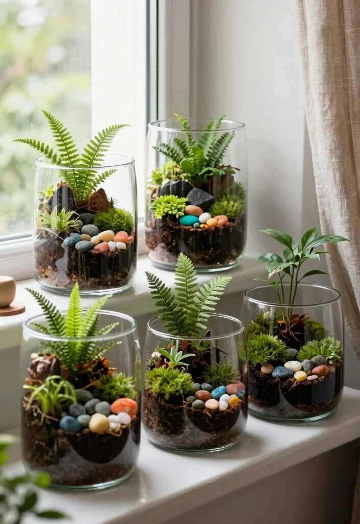 30 Windowsill Decor Living Room Ideas for a Bright Pretty Space - 9. DIY Terrarium Creations 1