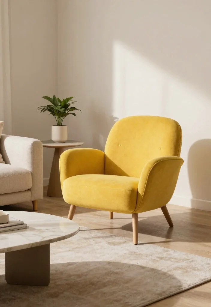 30 Yellow Decor Living Room Ideas for a Cheerful Stylish Space - 11. Playful Yellow Accent Chairs 1