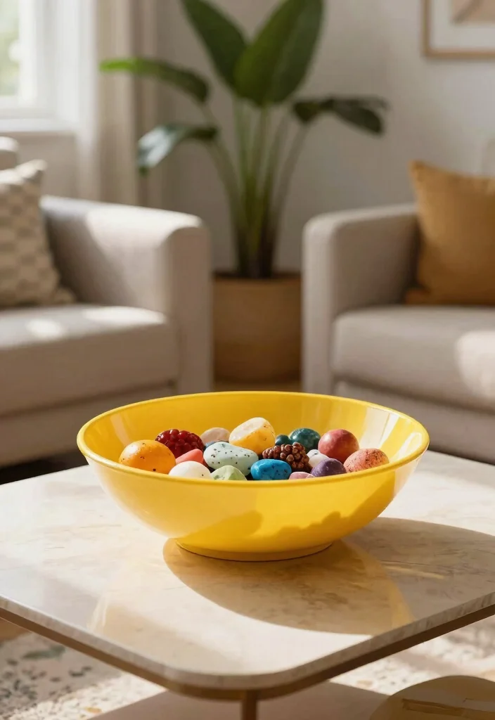 30 Yellow Decor Living Room Ideas for a Cheerful Stylish Space - 18. Yellow Decorative Bowls 1