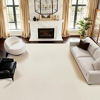 ANSSO Wool Rugs 8x10 for Living Room,80% Merino Wool and 20% Cotton Soft...