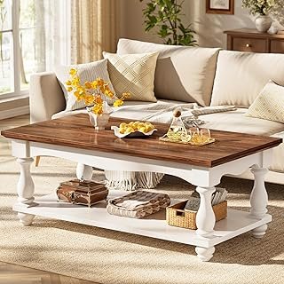 Besiost Farmhouse Coffee Table with Storage, 47