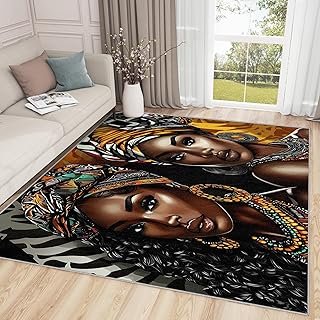 Generic African Woman Area Rug, 4x5, Multi Color, Rectangular, Low Pile,...