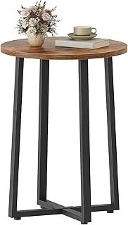 HOOBRO Side Table, Round End Accent Table with Sturdy Metal Frame, 15.7