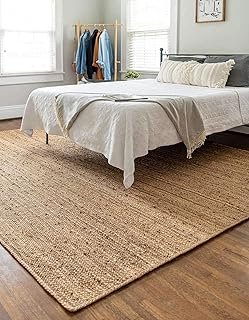 Hand Woven Jute Area Rug 8x10 Feet Rectangle - Handcrafted Braided Desig...