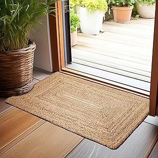 Hausattire Hand Woven Jute Braided Rug, 2'x3' – Natural, Reversible Boho...