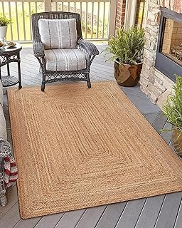 KEMA Jute Braided Area Rug, 4x6 Feet (48x72 Inches) - Rustic Vintage Bra...