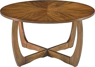 LEEMTORIG Round Wood Coffee Table, Mid Century Modern Round Walnut Coffe...