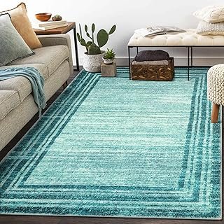 Lahome Modern Abstarct Area Rugs 5x7, Washable Teal 5x7 Bedroom Rug Soft...