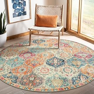 Lahome Moroccan Trellis Washable Round Area Rug, Soft Round Rugs 6ft Ult...