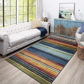 Mohawk Home Rainbow Stripe 6' x 9' Area Rug - Multicolor - Perfect for L...