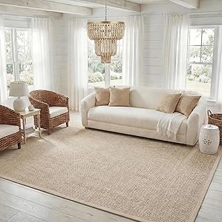 SAFAVIEH Area Rug 8x10 - Natural Fiber Collection - Large - Marble & Bei...