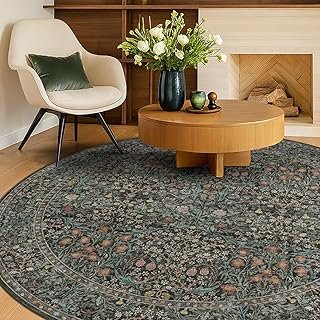 Washable Round Area Rug for Living Room, Soft Round Rugs 6ft Non Slip wi...