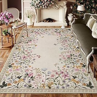 Wonnitar Washable 8x10 Rug, Non-Slip Soft Floral Rugs for Living Room, U...