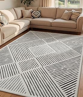 YIHOUSE Black and White Area Rug 5x7,Modern Geometric Rug for Bedroom Di...